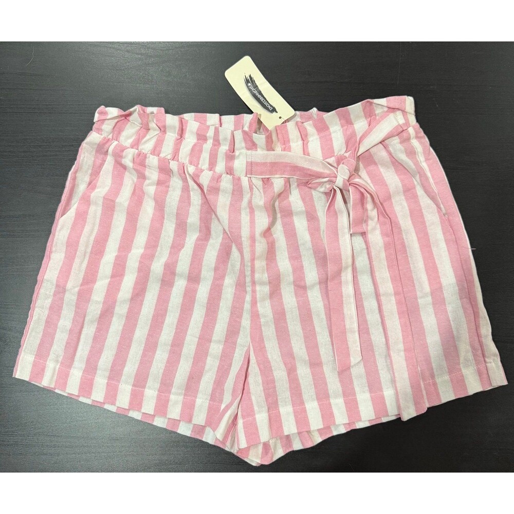 Impressions pink white striped shorts size large NEW NWT